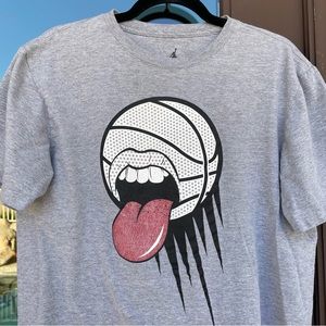 Air Jordan White Basketball Red Tongue Graphic Tee L